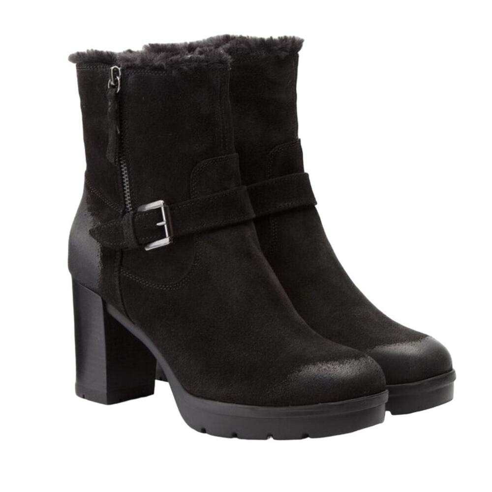 Geox Botki D Abrienne B Ankle Booties Heeled Sherpa Lined Womens 38 Brown